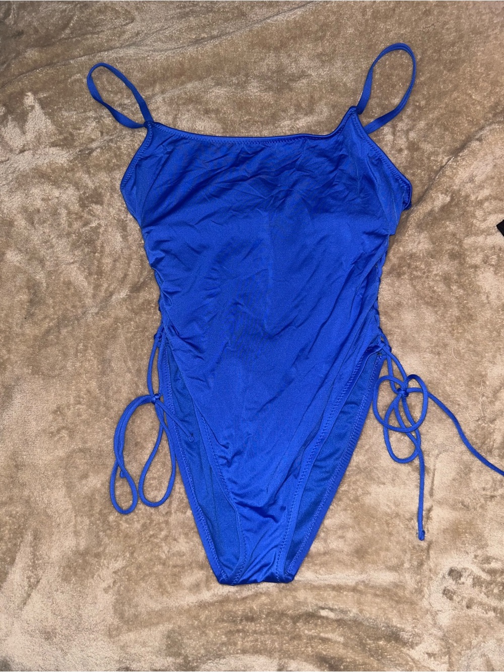 Royal Blue One-Piece Swimsuit with Side Tie Details